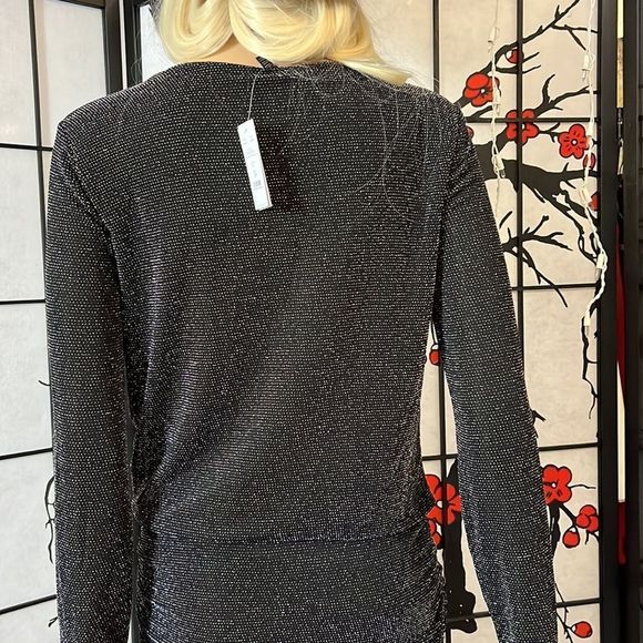 𝅺White House Black Market shimmering mini dress.  Size 10P NWT Black - Picture 11 of 14